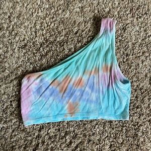 once shoulder tie dye top